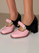Mary Jane Colorblock Glitter Bowknot Chunky Heels - vintage shoes, retro heels