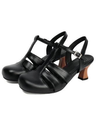 Mary Jane Cutout Ankle T-Strap Chunky Heels, vintage shoes, retro heels - perfect for women who love vintage and retro fashion