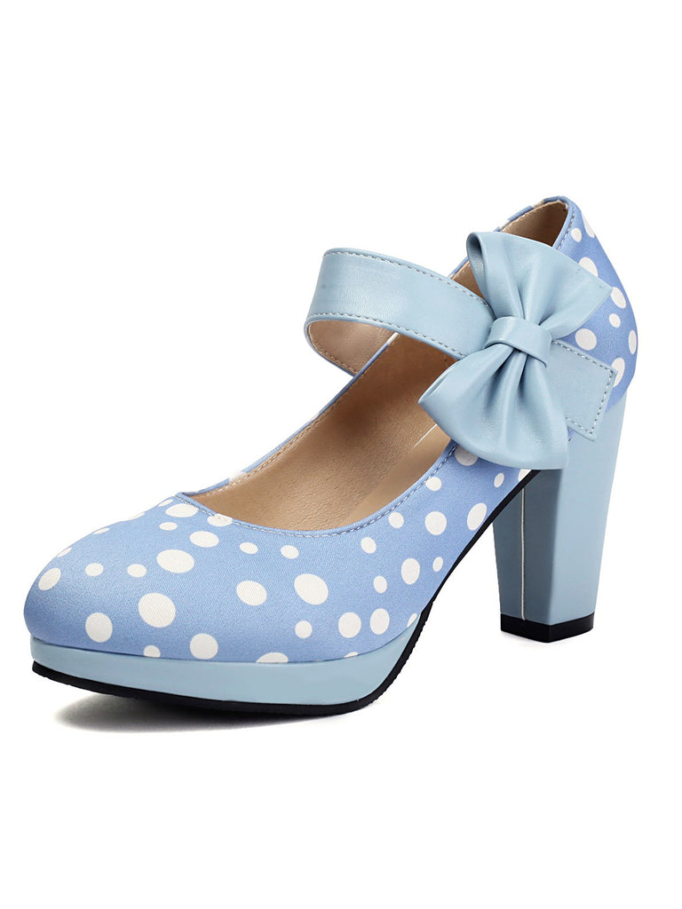 Mary Jane Polka Dots Bowknot Chunky Heels — vintage style that transcends decades