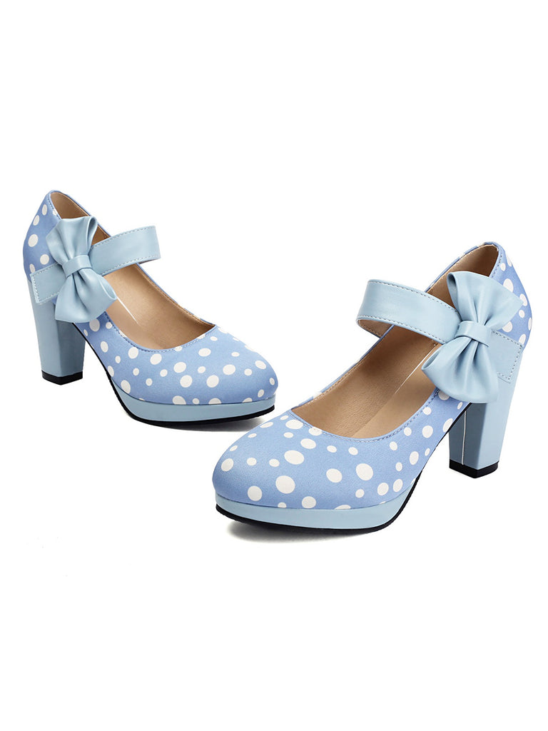 Mary Jane Polka Dots Bowknot Chunky Heels: timeless vintage elegance she makes her own