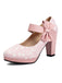 Mary Jane Polka Dots Bowknot Chunky Heels — vintage vintage charm for her modern wardrobe