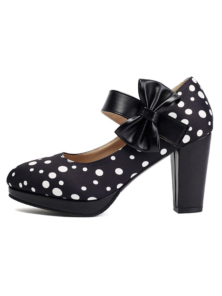 This Mary Jane Polka Dots Bowknot Chunky Heels whispers vintage secrets to those who notice