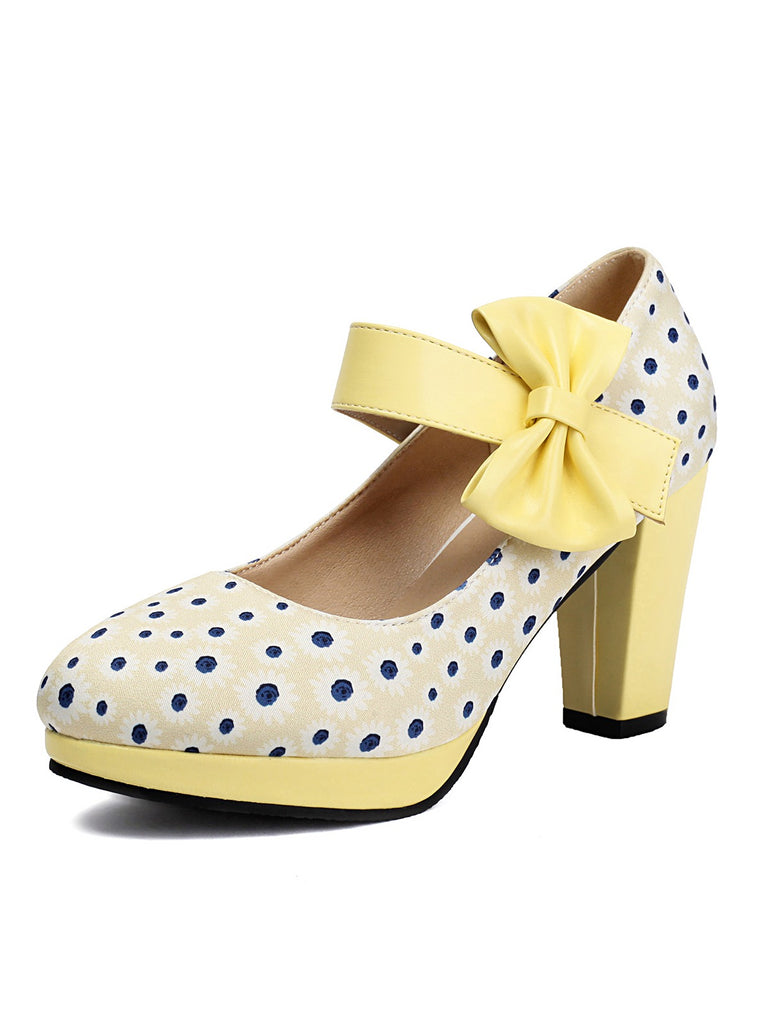 Mary Jane Polka Dots Bowknot Chunky Heels — vintage style that transcends decades