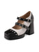 Mary Jane Studded Square Toe Block Heel Shoes - vintage shoes, retro heels