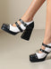 Mary Jane Studded Square Toe Block Heel Shoes - vintage shoes, retro heels