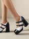 Mary Jane Studded Square Toe Block Heel Shoes - vintage shoes, retro heels