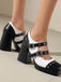 Mary Jane Studded Square Toe Block Heel Shoes - vintage shoes, retro heels