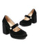 Mary Jane Velvet Pearl Button Chunky Heel Shoes - vintage shoes, retro heels