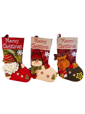 Merry Christmas 3D Cartoon Stockings Gift Bag - vintage fashion, retro style