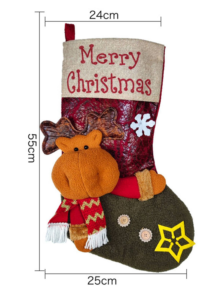 Merry Christmas 3D Cartoon Stockings Gift Bag - vintage fashion, retro style