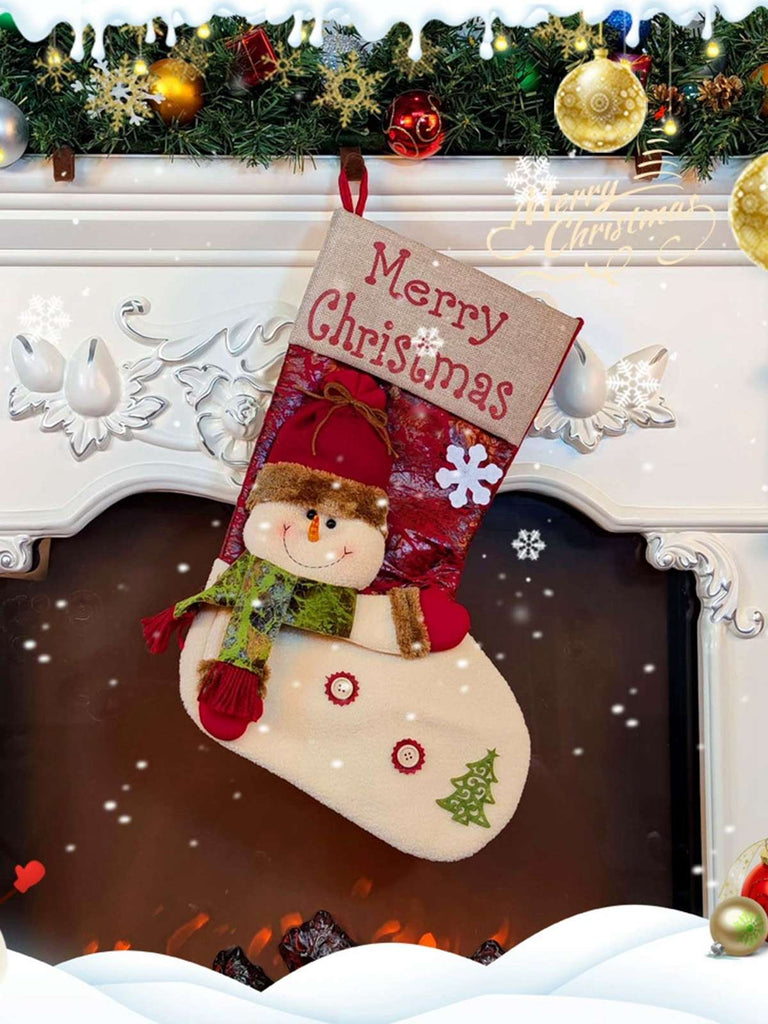 Merry Christmas 3D Cartoon Stockings Gift Bag - vintage fashion, retro style