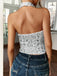 Metallic 1970s Halter Sequin Sleeveless Top - vintage fashion, retro style