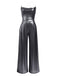 Metallic 1980s Cowl Neck Spaghetti Strap Jumpsuit — 1980s vintage charm for her modern wardrobe