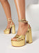 Metallic Disco Platform High Heel Shoes - vintage shoes, retro heels