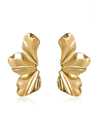 Metallic Liquid Petal Statement Earrings, vintage fashion, retro style - perfect for women who love vintage and retro fashion