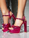 Metallic Snake Print Chunky High Heel Sandals - vintage shoes, retro heels