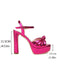 Metallic Snake Print Chunky High Heel Sandals - vintage shoes, retro heels