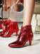 Metallic Tassel Pointed Toe Stiletto Chelsea Boots - vintage fashion, retro style