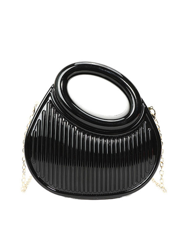 Metallic Top-Handle Chain Crossbody Bag - vintage fashion, retro style