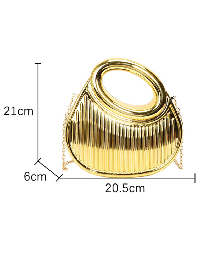 Metallic Top-Handle Chain Crossbody Bag - vintage fashion, retro style