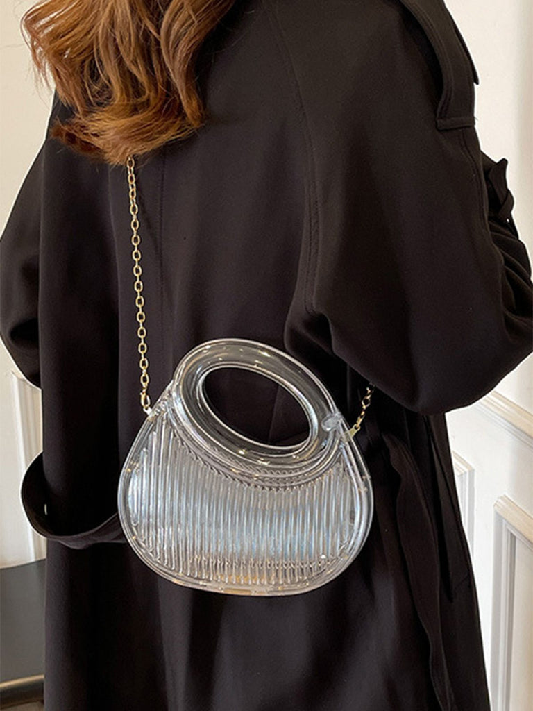 Metallic Top-Handle Chain Crossbody Bag - vintage top, retro blouse for vintage lovers