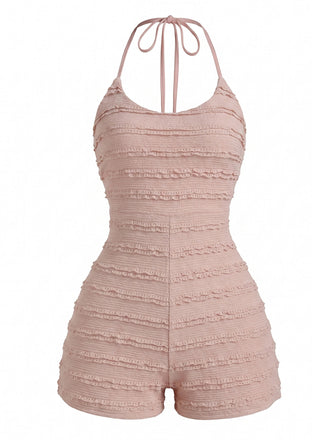Misty Rose 1960s Lace Halter Jumpsuit