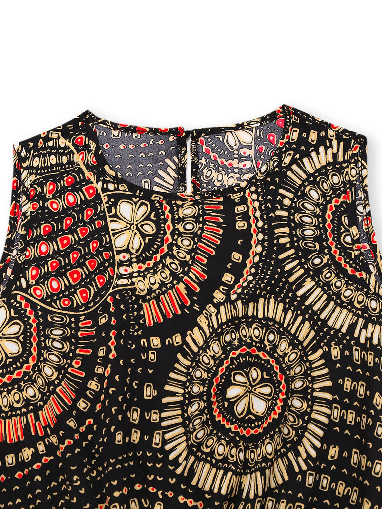 Multiclor 1970s Boho Irregular Print Romper - vintage jumpsuit, retro fashion