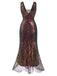 Multicolor 1920s V-Neck Sequined Fishtail Dress, vintage dress, retro fashion, Gatsby party, flapper style - perfect for women who love vintage and retro fashion