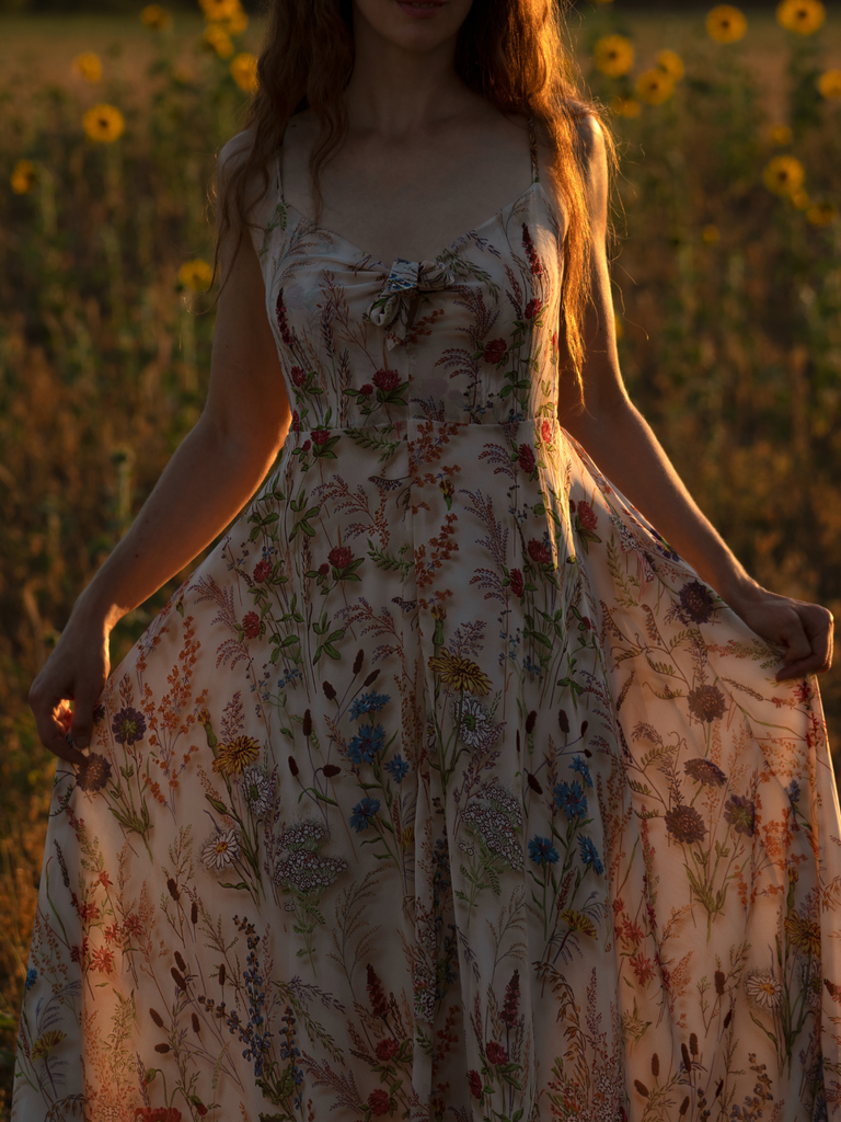 Multicolor 1930s Floral V-Neck Bohemian Slip Dress, vintage dress, retro fashion - vintage inspired fashion