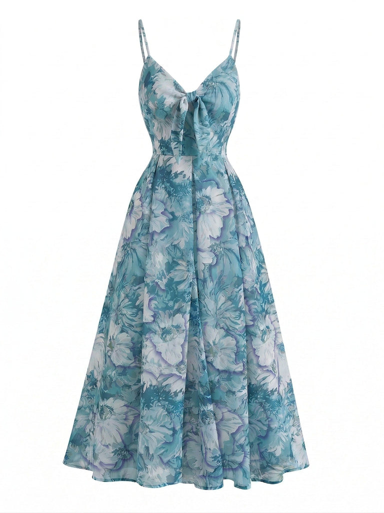 Multicolor 1930s Floral V-Neck Bohemian Slip Dress, vintage dress, retro fashion, floral print - perfect for women who love vintage and retro fashion