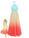 Multicolor 1930s Halter Gradient Pleated Maxi Dress - vintage dress, retro fashion for vintage lovers
