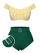She's wearing Multicolor 1930s Off-Shoulder Stripes Swimsuit and the whole beach remembers the 1930s