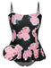 She's wearing Multicolor 1930s Ruffled Hem Printed Swimsuit and the whole beach remembers the 1930s