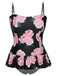 Multicolor 1930s Ruffled Hem Printed Swimsuit: 1930s Riviera elegance, reimagined for her
