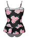 Multicolor 1930s Ruffled Hem Printed Swimsuit — because 1930s glamour never goes out of style