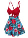 Multicolor 1940s Floral Hollow Straps Swim Dress: where 1940s romance meets her modern spirit