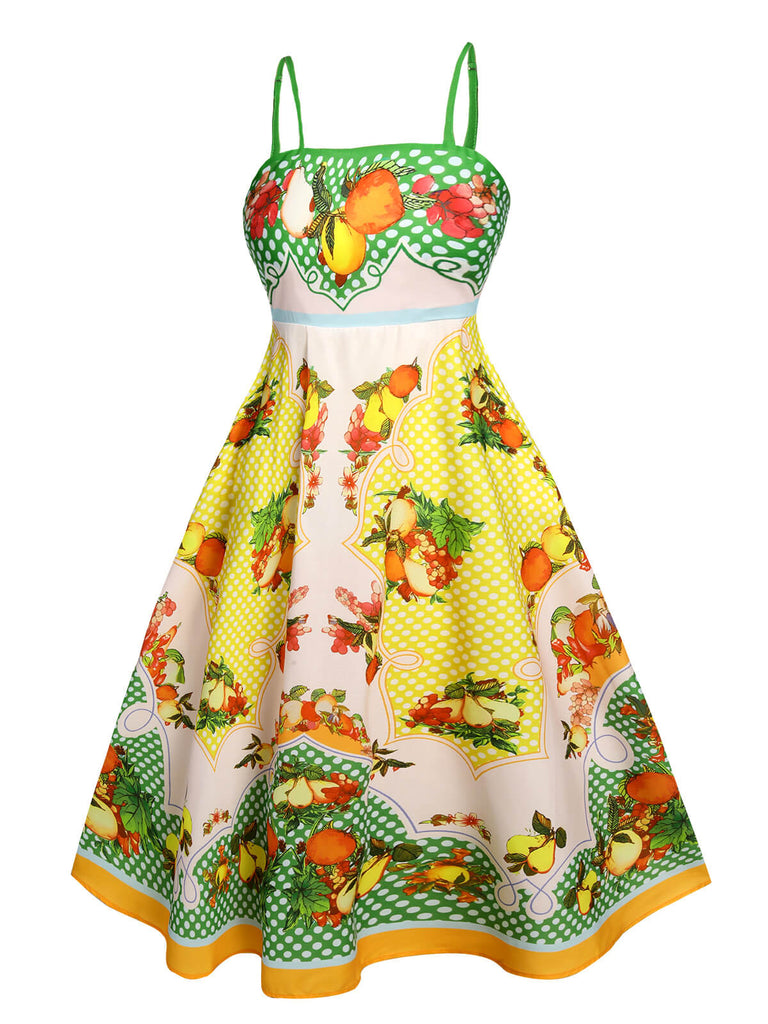 Multicolor 1940s Lemonis Print Midi Dress, vintage dress, retro fashion - perfect for women who love vintage and retro fashion