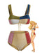 Multicolor 1940s Patchwork Metallic Bikini Set - vintage fashion, retro style