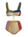 Multicolor 1940s Patchwork Metallic Bikini Set - vintage fashion, retro style