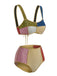 Multicolor 1940s Patchwork Metallic Bikini Set - vintage fashion, retro style