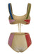 Multicolor 1940s Patchwork Metallic Bikini Set - vintage fashion, retro style
