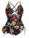 1940s Print One-Piece Swimsuit — 1940s poolside glamour meets sun-drenched confidence