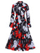 She slips into this Multicolor 1940s Round Neck Floral A-Line Dress and suddenly it's a 1940s daydream