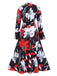 Multicolor 1940s Round Neck Floral A-Line Dress: where 1940s romance meets her modern spirit