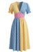 Multicolor 1940s V-Neck Midi Swing Dress - vintage dress, retro fashion, rockabilly