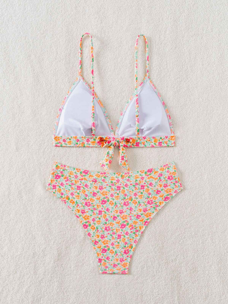 Multicolor 1950s Ditsy Floral Tie Back Bikini Set - vintage fashion, retro style