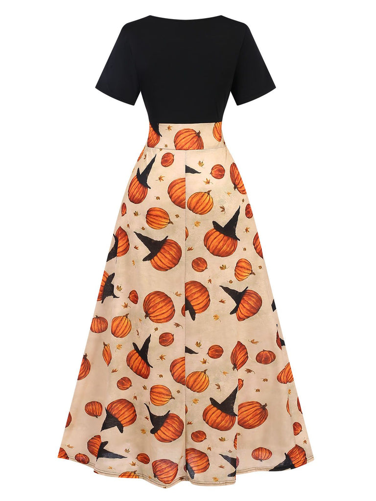 Multicolor 1950s Halloween Pumpkin Patchwork Dress, vintage dress, retro fashion, rockabilly, pin-up fashion - perfect for women who love vintage and retro fashion