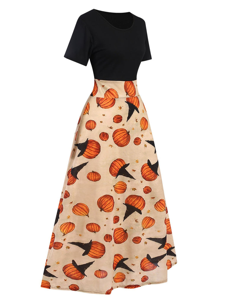 Multicolor 1950s Halloween Pumpkin Patchwork Dress, vintage dress, retro fashion, rockabilly, pin-up fashion - perfect for women who love vintage and retro fashion
