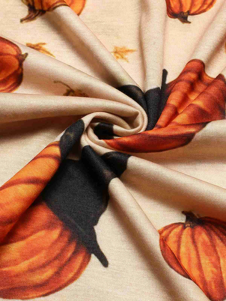 Multicolor 1950s Halloween Pumpkin Patchwork Dress, vintage dress, retro fashion, rockabilly, pin-up fashion - perfect for women who love vintage and retro fashion