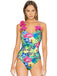Multicolor 1950s Halter Artificial Flowers Swimsuit, vintage swimsuit, pin-up swimwear - perfect for women who love vintage and retro fashion